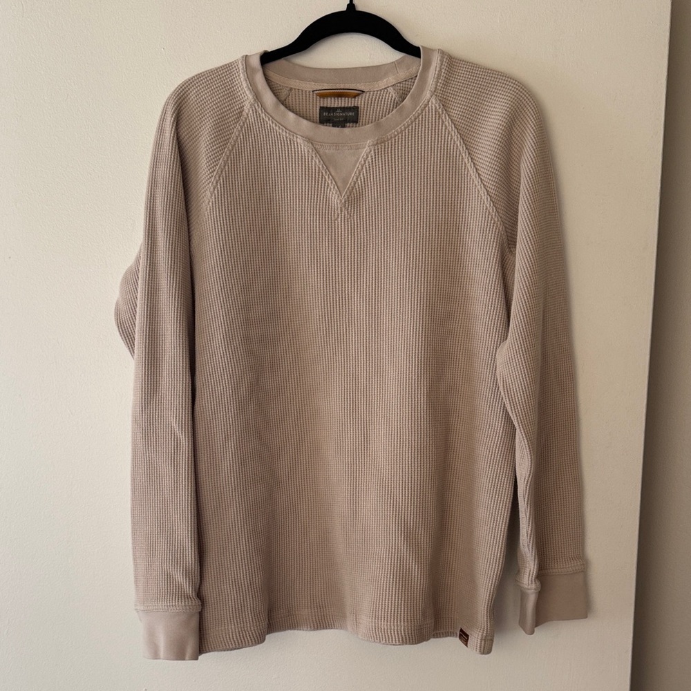 Men's LL Bean Beige Waffle Shirt